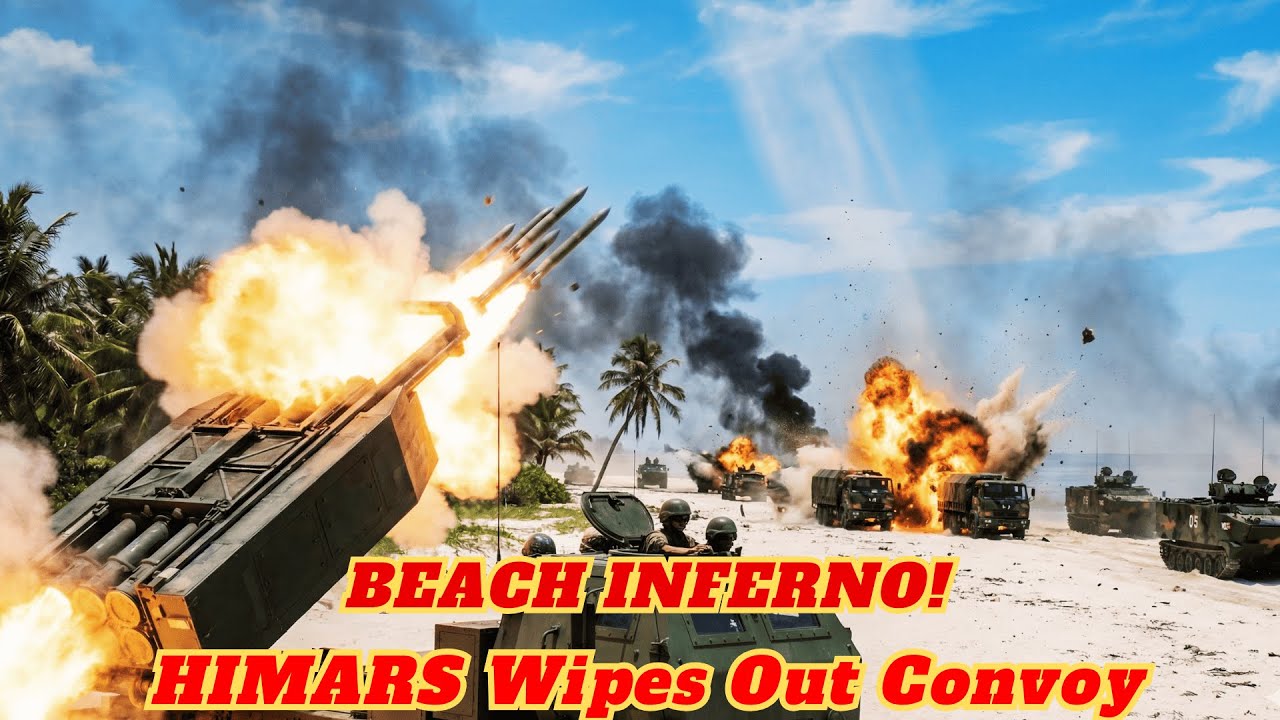 RED ALERT! US HIMARS Obliterates Chinese Convoy On Beach - 100% DESTROYED!