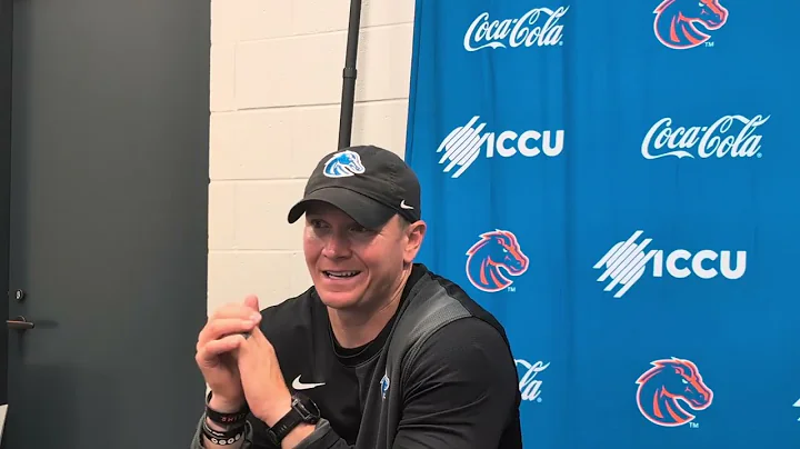 Boise State coach Spencer Danielson talks after 28-7 loss to Notre Dame