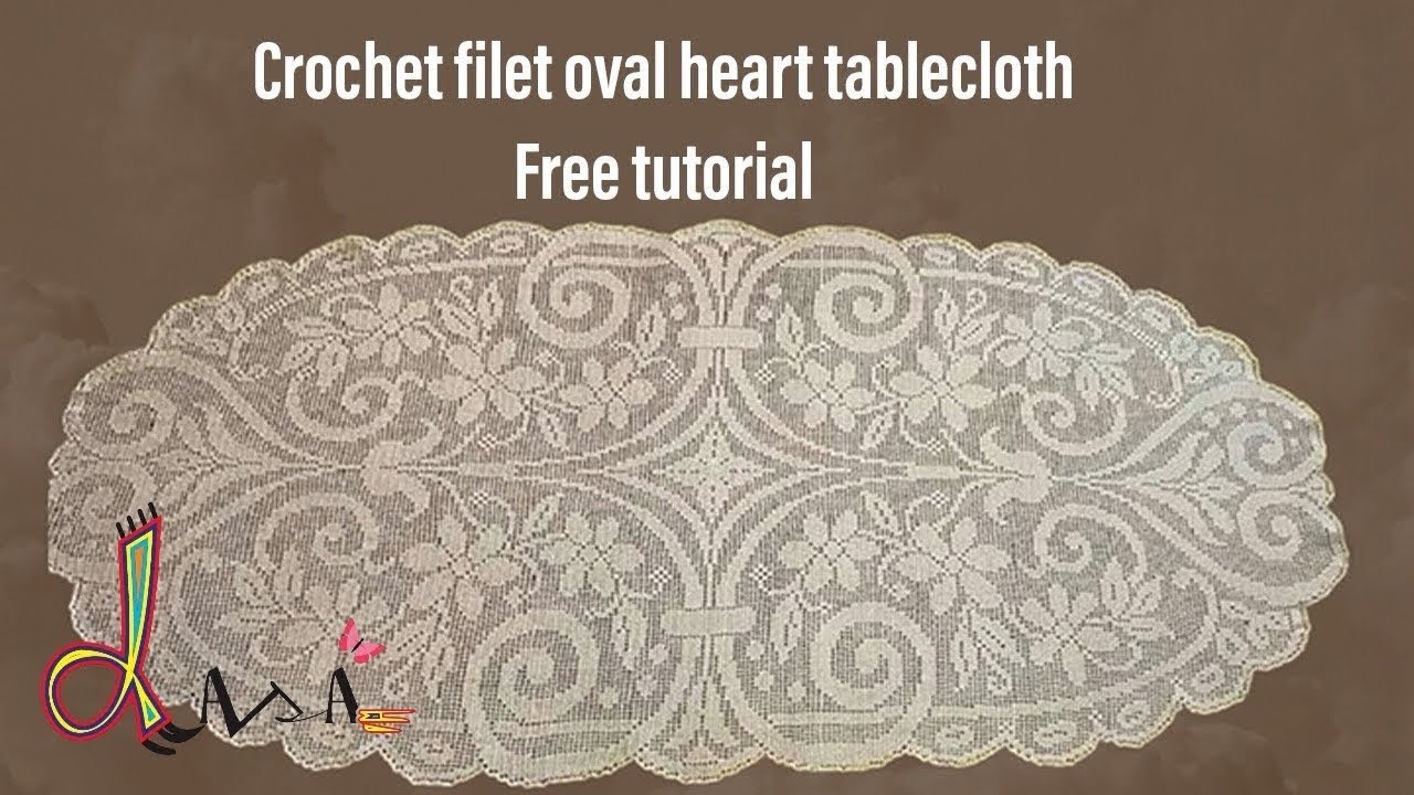 How to Crochet oval heart tablecloth Part 133-134