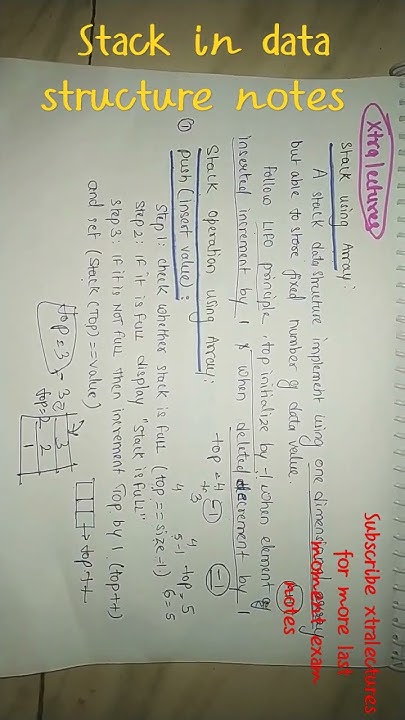 Stack in data structure notes subscribe @xtra_lectures for more last ...