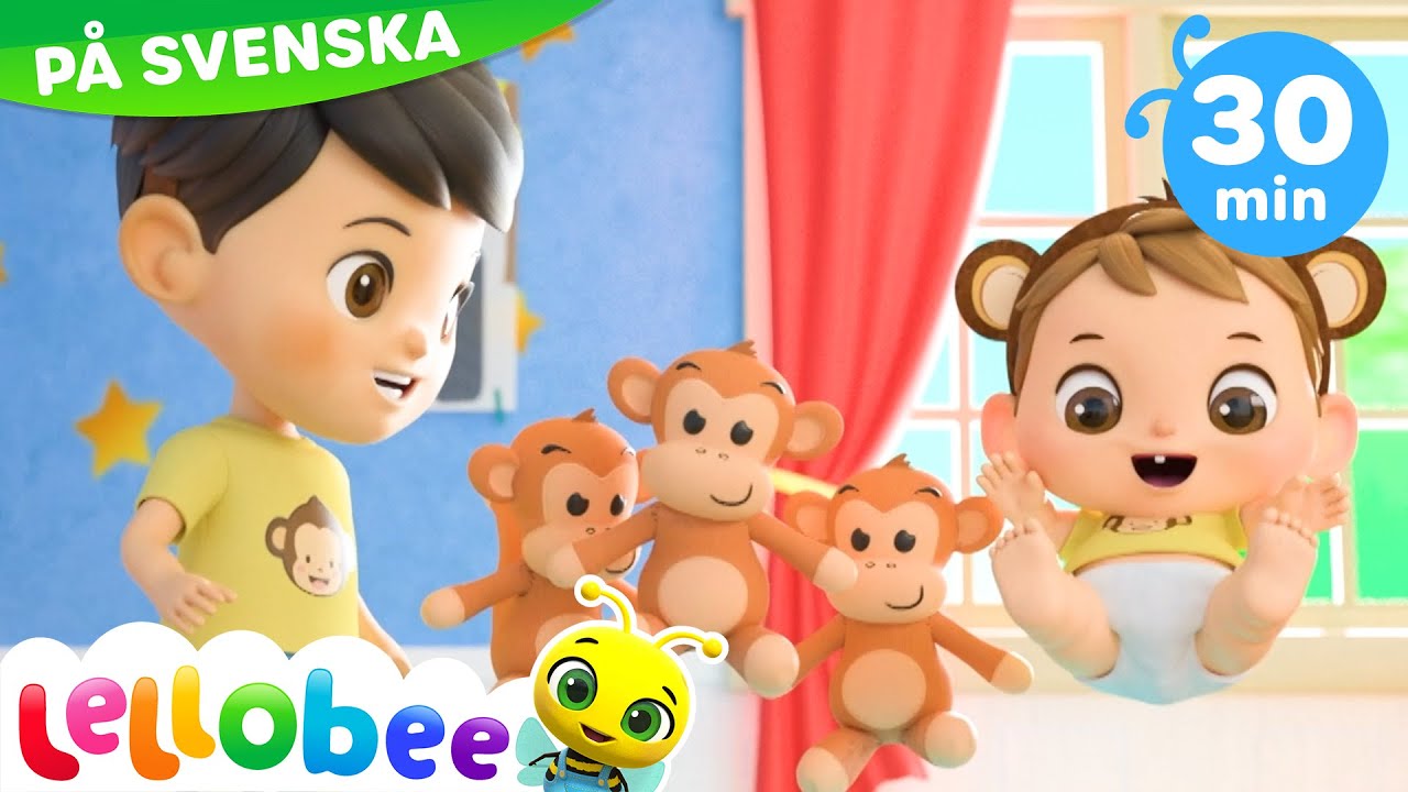 5 fina apor | Lellobee Svenska | Barnsånger | Inlärningsvideor för barn