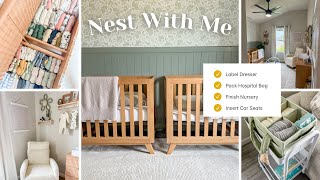 NEST WITH ME FOR BABIES ☁️ 30 weeks pregnant, nursery tour, dresser organization, diaper caddy!
