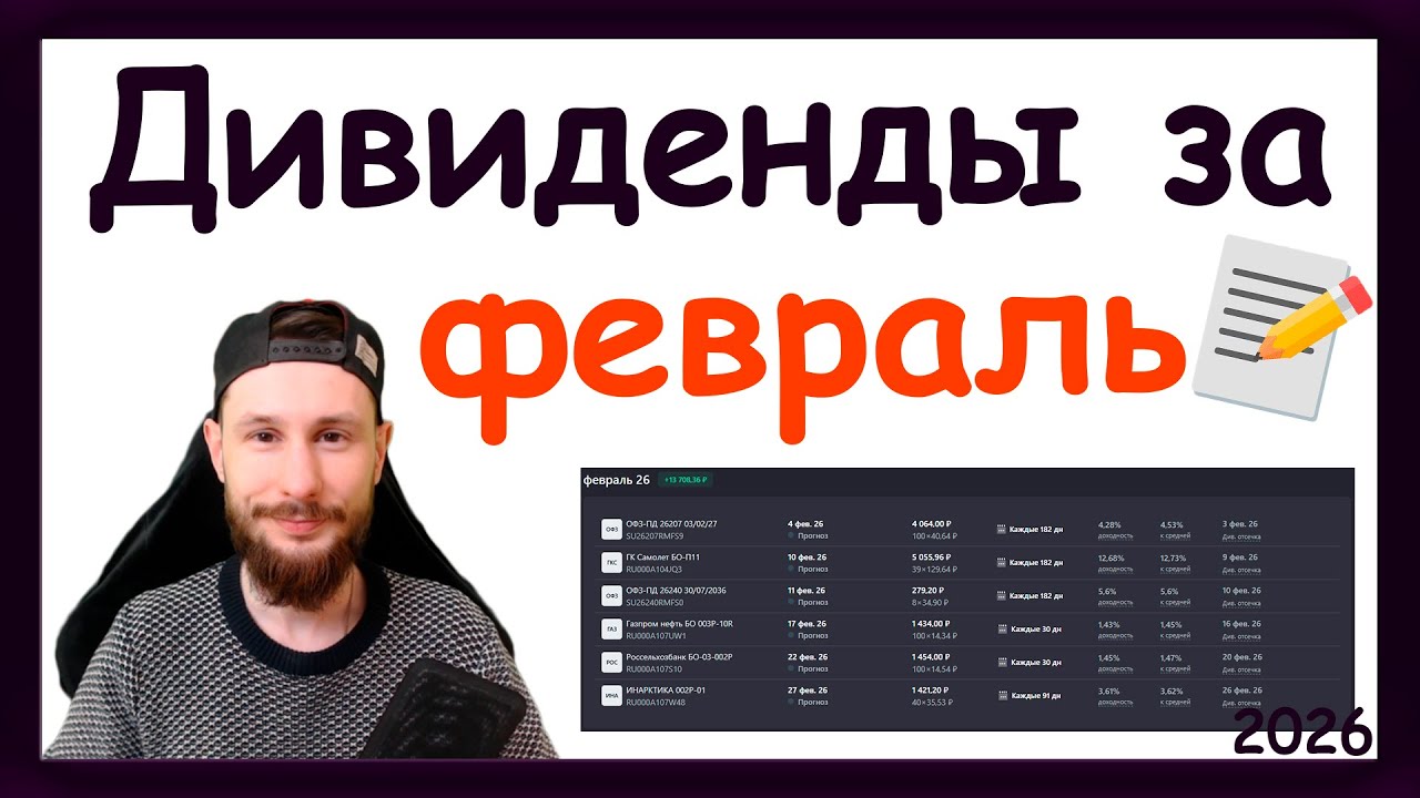 Дивиденды в феврале 2026. Какие активы купить, чтобы получить пассивный доход за февраль 2026