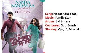 Nandanandanaa | Lyrics with English Translation | The Family Star | Vijay D,Mrunal T | Gopi Sundar
