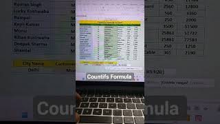 Countifs Formula in Excel #countifs formula #computerlife #exceltipsandtricks #interviewtips