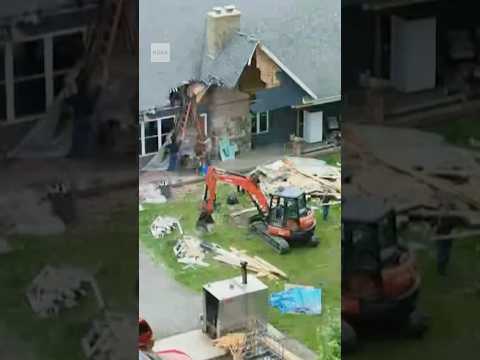 Man accused of tearing down home with excavator after wife says marriage is over