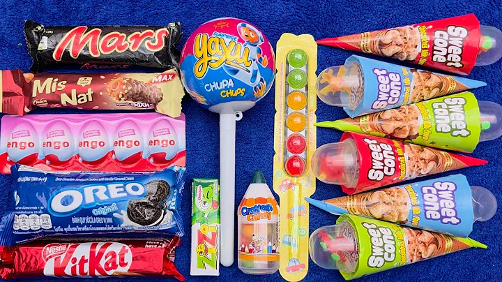 ASMR Most Popular Candys / some lots of colorful rainbow lollipop candy / unpacking chocolate eat