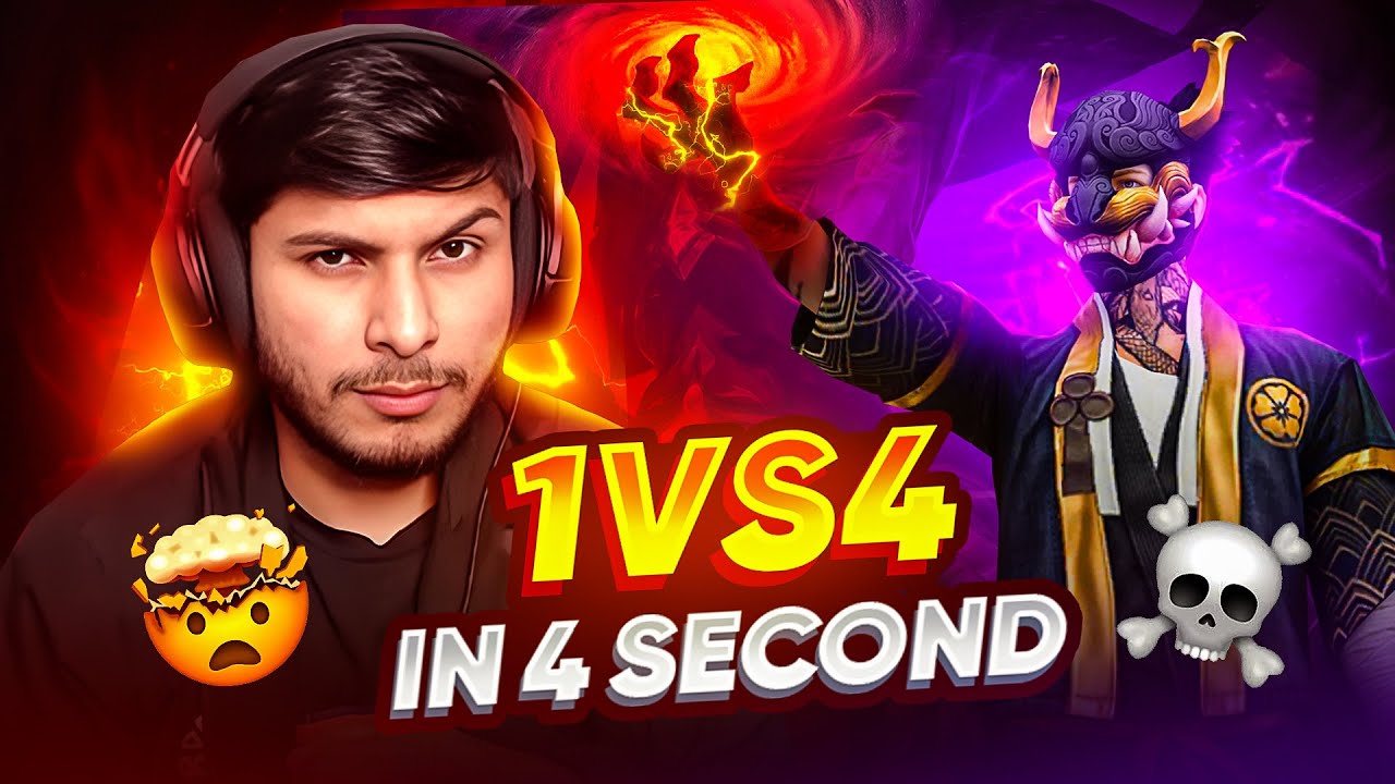 WTF ️ 1 vs 4 Clutch in Just 4 Seconds Against Youtuber Squad 🔥🤯 - YouTube