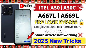 Itel A50C Frp Bypass|| itel  A669L Google account unlock without pc||android 14|| New Tricks _2025
