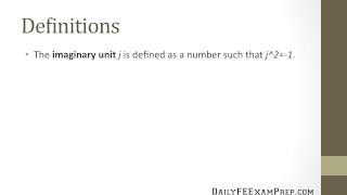 Daily FE Exam Prep - Algebra of Complex Numbers - Lesson 01 - Introduction
