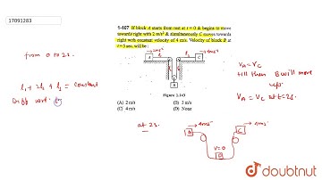 If block A starts from rest at `t=0` & begins to move towards right with `2 m//s^(2)` &