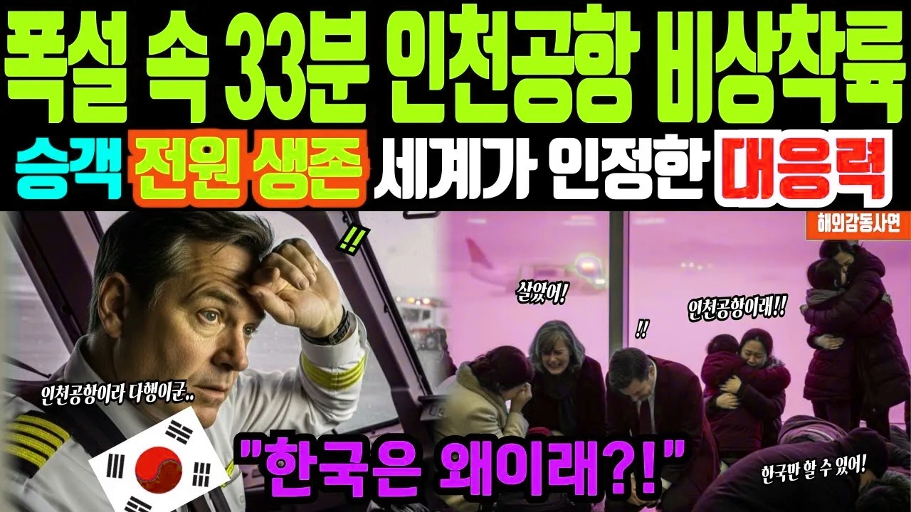 [해외감동사연]인천공항 비상창륙, 외국인들 입국장 오열 폭설 내린 인천공항이 보여준 기적의 33분