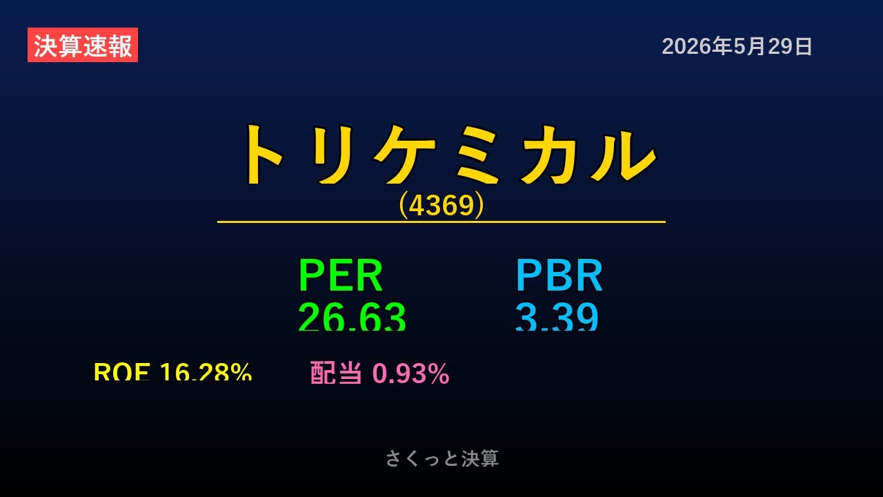 4369】トリケミカル 2026年5月29日 決算サマリー - YouTube