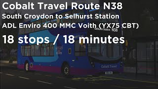 (Croydon Roblox) Driving the ADL Enviro 400 MMC on Cobalt Travel Route N38!