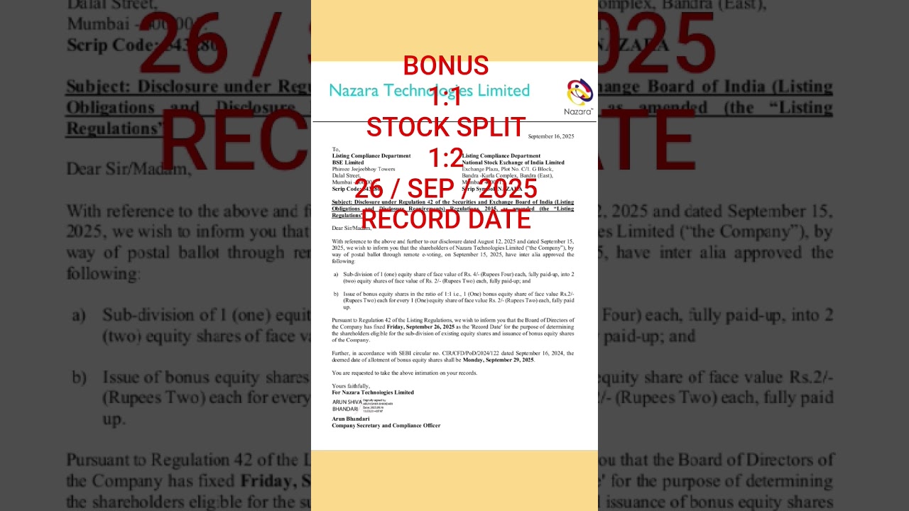 💥 1 SHARE = 4 SHARES 💥 nazara technologies Ltd share 