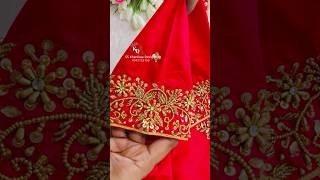 Red green aari blouse design