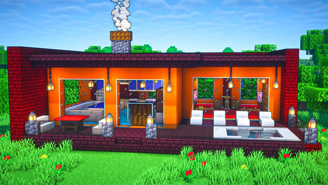 Minecraft: How To Build A Nether Modern House - YouTube