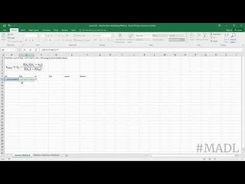 Secant Method Using MS Excel