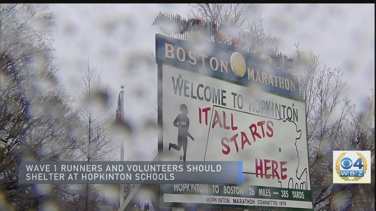 Rain, Thunder and Lightning Delay Boston Marathon Arrivals In Hopkinton