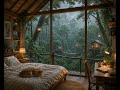 Relaxing Piano Music & Rain Sounds in Cozy Forest Cabin for Deep Sleep, Stress Relief, Meditation