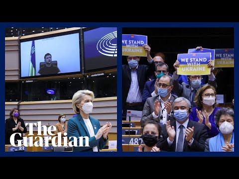 Zelenskiy receives standing ovation after EU parliament speech