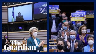 Zelenskiy receives standing ovation after EU parliament speech