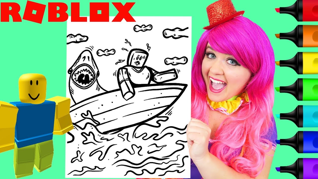Coloring Roblox Shark Bite Coloring Page Prismacolor Markers - great roblox noob coloring pages featured how to make roblox