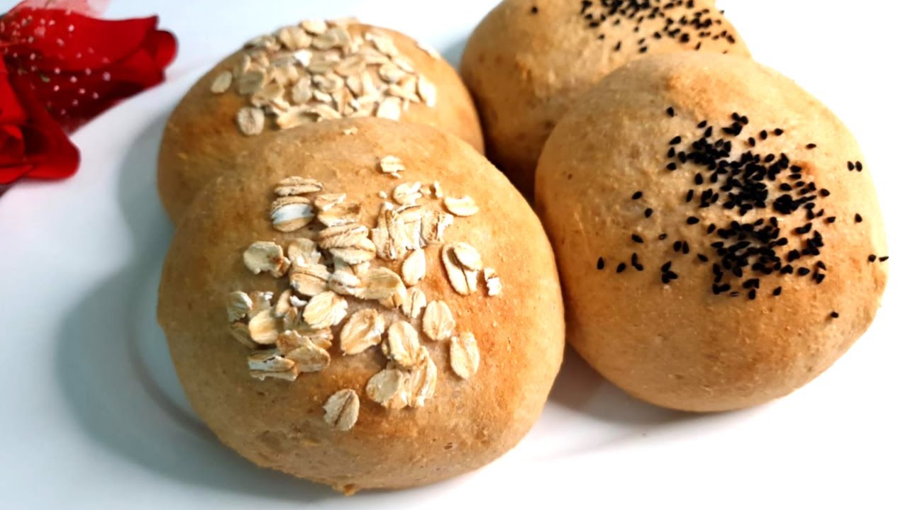 خبز البرجر الصحي ( الكيزر ) بدقيق القمح الكامل ( الاسمر ) | Healthy burger buns with whole wheat