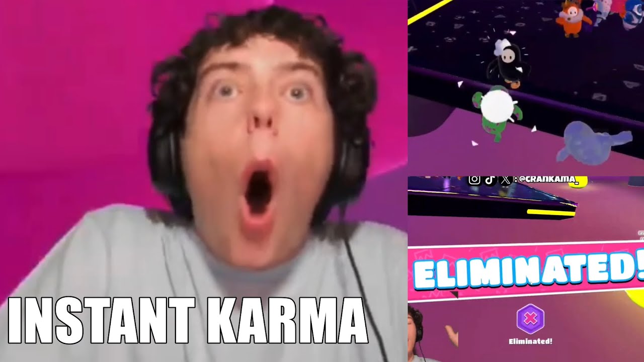 Connor gets instant karma after pushing someone on Fall Guys