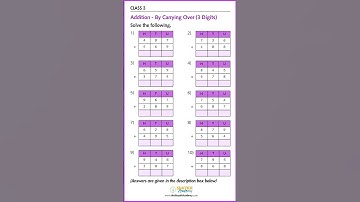 📋 Addition - By Carrying Over (3 Digits) | Maths Worksheet with Answers 🧑🏻‍🏫 | Class 3 #maths #study