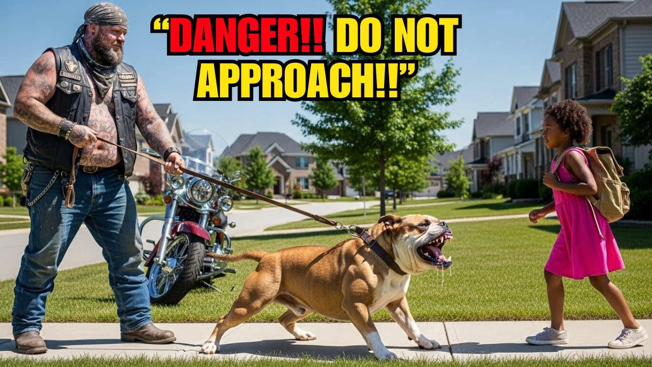 Nobody Could Tame This Bikers Boss’s Bulldog — Then a Little Black Girl Did Something Shocking!