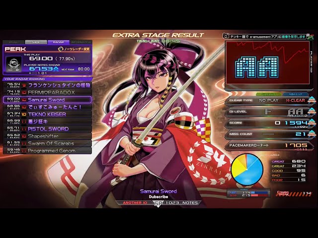 ひいさん 2P北斗八段】beatmania IIDX 34 ZINRAI ☆10 Samurai Sword SPA HC
