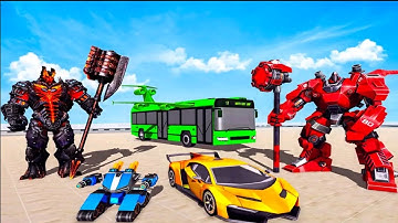 flying Bus Robot Car 3d - Hammer Robot Transforming Game _ android gameplay