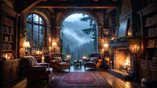 Highland Retreat 🔥 Fireplace & Rainfall | Peaceful Celtic Music
