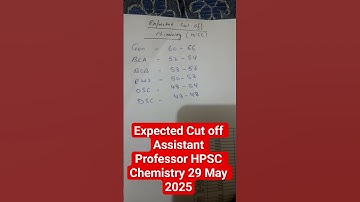 Assistant Professor Chemistry HPSC expected cut off