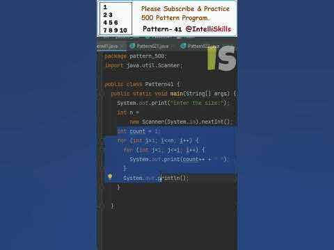 Java Pattern-41 | 500 Java Pattern Programs #shorts #java #coding # ...
