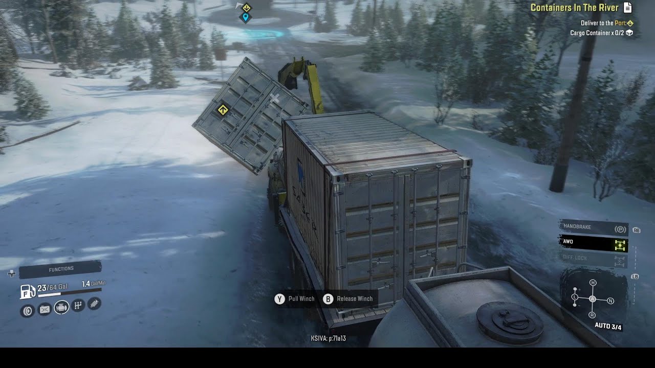 Snowrunner 70 Stuck on the Mountain, Lost Containers and Bags on Ice