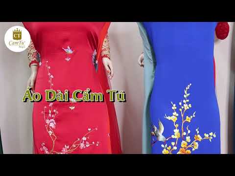 Video Áo dài thêu tay cao cấp - Vải áo dài Cẩm Tú - youtube