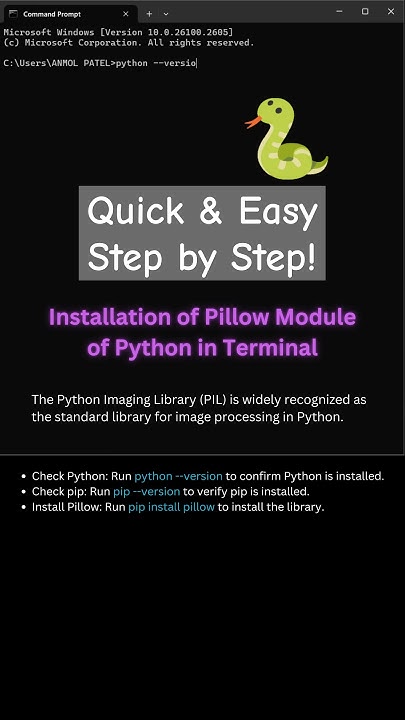 How to install Pillow Module of Python🐍 in Terminal(CMD). #python # ...