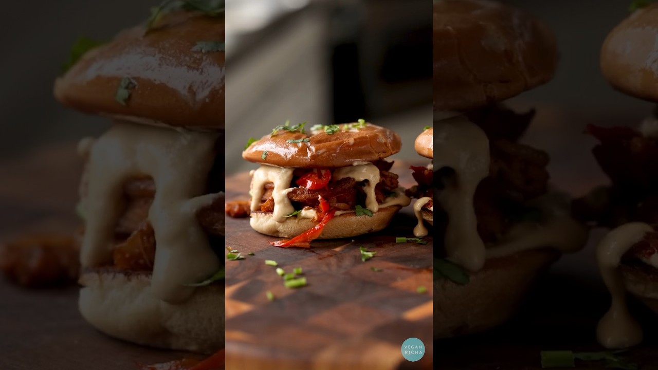 Vegan cheesesteak inspired smoky soycurl sandwich! 