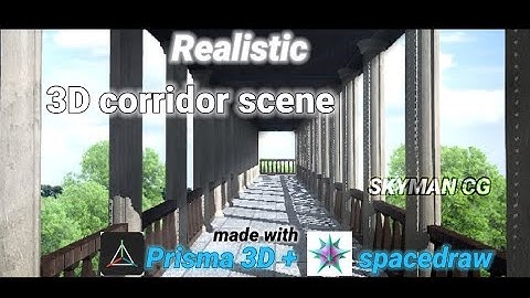 Realistic 3D corridor scene made with Prisma 3D and spacedraw