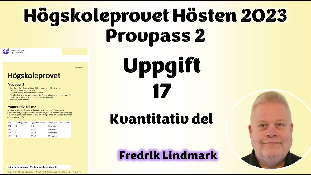 Högskoleprovet Uppgift 17 Provpass 2 Hösten 2023 22 oktober