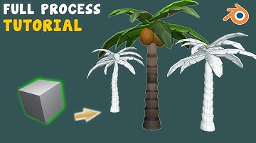 Blender: Low poly palm tree (Silent Modeling with Lofi Music)