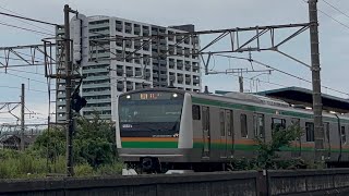 E233系3000番台E-10編成+E231系近郊型S-09編成 横須賀線直通普通逗子行きが新川崎駅を発車