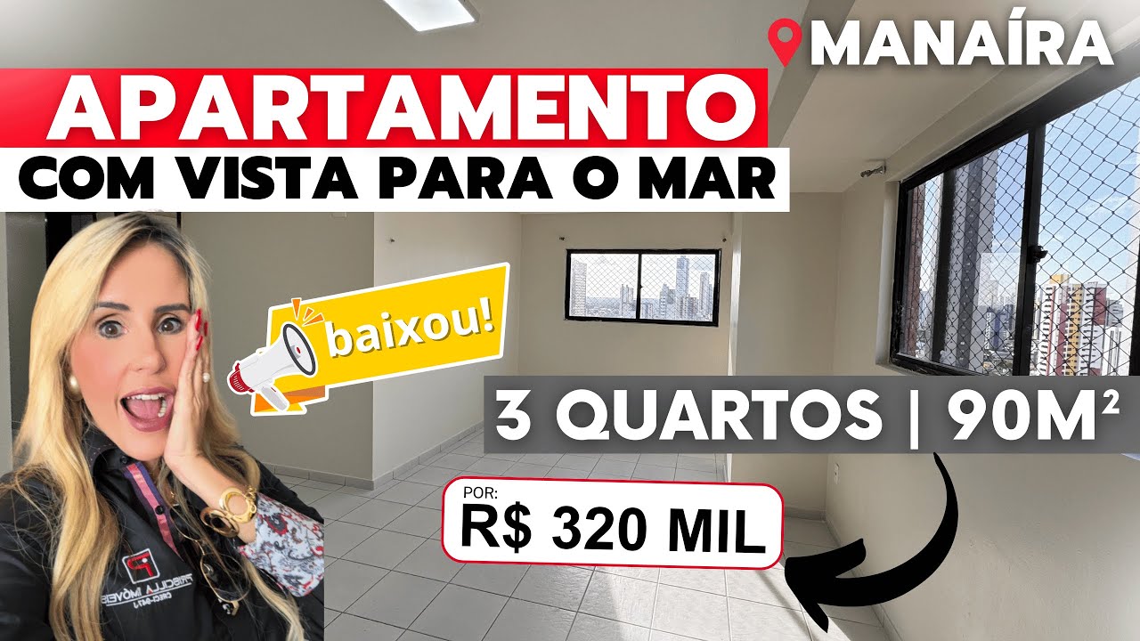 Apartamento com VISTA MAR em Manaíra com 3 quartos + 90m² | R$ 330 mil