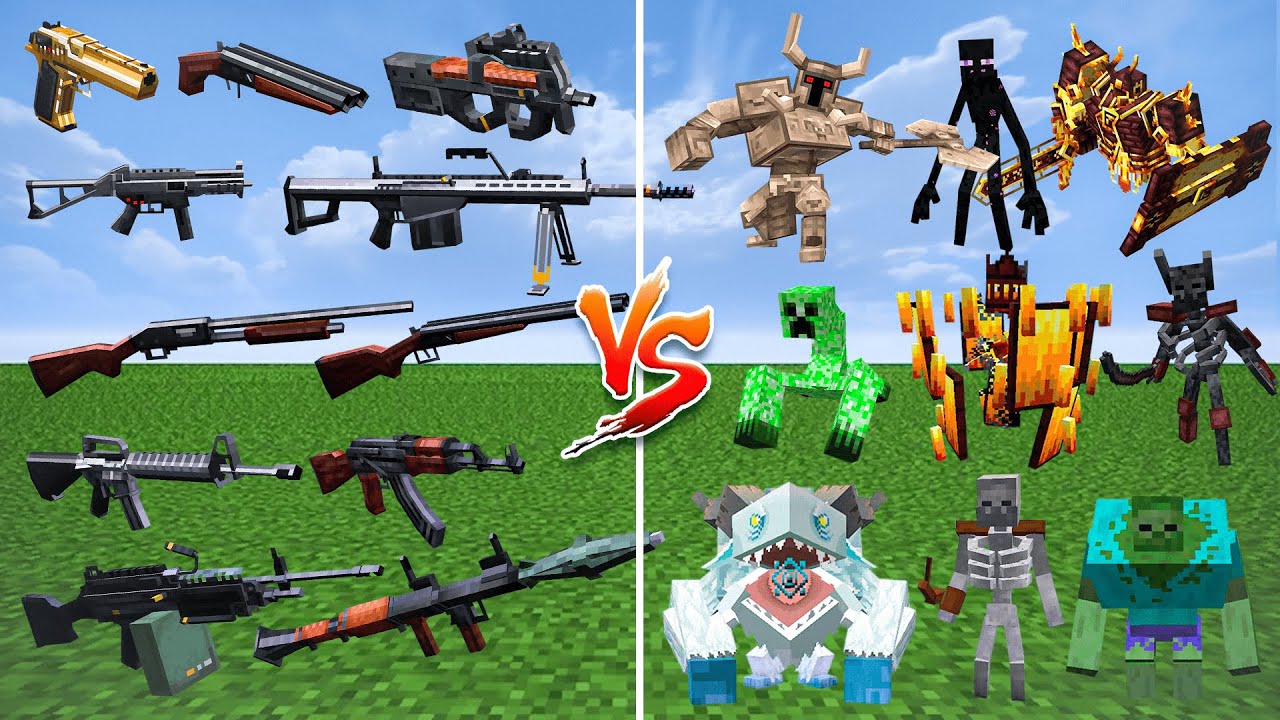 Minecraft TaCZ Gun can Defeat the Most Bosses | What in a Row? - YouTube