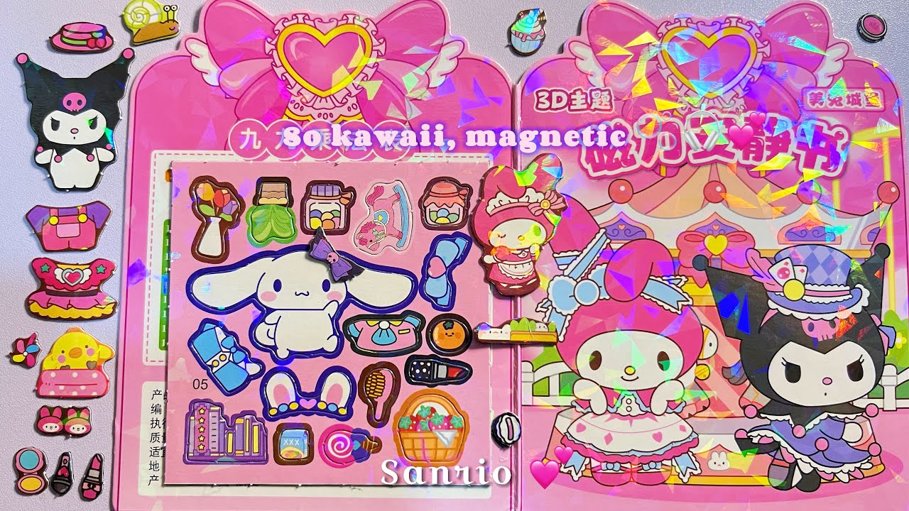 Sanrio Magnetic Quiet Book Unboxing & Dress Up! ✨ My Melody, Kuromi & Cinnamoroll 🎧