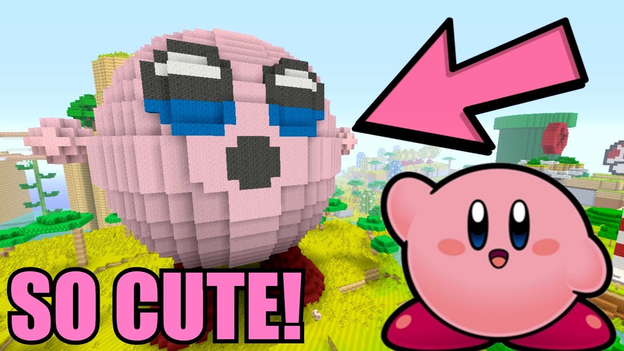 Minecraft Switch How To Build Super Mario KIRBY STATUE! [SO CUTE