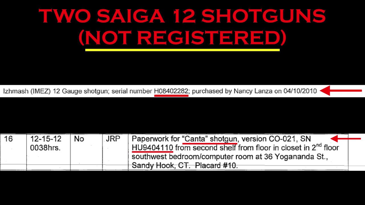 SANDY HOOK COVENANT; Adam & Nancy Lanza Had TWO Saiga 12 Shotguns, NOT