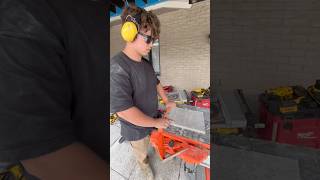 His first time cutting stone!
